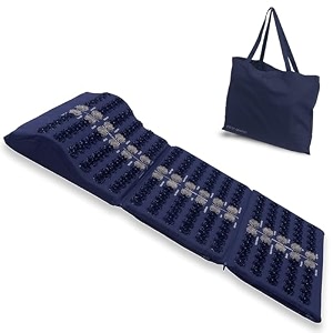 core asana acupressure mat massager for foot back neck and joint pain relief reduce stress amp tension with pillow reflexology accupressure set midnight blue