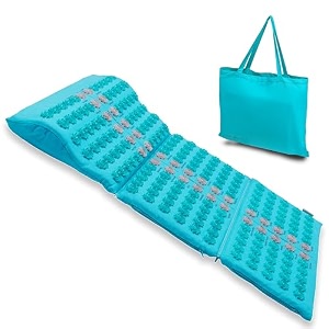 core asana acupressure mat massager for foot back neck pain relief reduce stress amp tension with inbuilt pillow cyan