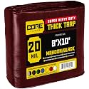 Core Tarps Extreme Heavy Duty 20 Mil Tarp Cover, Waterproof, UV Resistant, Rip and Tear Proof, Poly Tarpaulin with Reinforced Edges for Roof, Patio, Pool, Boat (Maroon/Black 8′ X 10′)