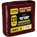 Core Tarps Extreme Heavy Duty 20 Mil Tarp Cover, Waterproof, UV Resistant, Rip and Tear Proof, Poly Tarpaulin with Reinforced Edges for Roof, Patio, Pool, Boat (Maroon/Black 40′ X 80′)