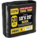 Core Tarps Extreme Heavy Duty 20 Mil Tarp Cover, Waterproof, UV Resistant, Rip and Tear Proof, Poly Tarpaulin with Reinforced Edges for Roof, Patio, Pool, Boat (Black 10′ X 20′)