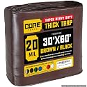 Core Tarps Extreme Heavy Duty 20 Mil Tarp Cover, Waterproof, UV Resistant, Rip and Tear Proof, Poly Tarpaulin with Reinforced Edges for Roof, Patio, Pool, Boat (Brown/Black 30′ X 60′)