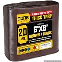 Core Tarps Extreme Heavy Duty 20 Mil Tarp Cover, Waterproof, UV Resistant, Rip and Tear Proof, Poly Tarpaulin with Reinforced Edges for Roof, Patio, Pool, Boat (Brown/Black 6′ X 8′)