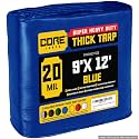 Core Tarps Extreme Heavy Duty 20 Mil Tarp Cover, Waterproof, UV Resistant, Rip and Tear Proof, Poly Tarpaulin with Reinforced Edges for Roof, Patio, Pool, Boat (Blue 9′ X 12′)