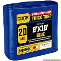 Core Tarps Extreme Heavy Duty 20 Mil Tarp Cover, Waterproof, UV Resistant, Rip and Tear Proof, Poly Tarpaulin with Reinforced Edges for Roof, Patio, Pool, Boat (Blue 8′ X 10′)