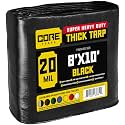 Core Tarps Extreme Heavy Duty 20 Mil Tarp Cover, Waterproof, UV Resistant, Rip and Tear Proof, Poly Tarpaulin with Reinforced Edges for Roof, Patio, Pool, Boat (Black 8′ X 10′)
