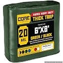 Core Tarps Extreme Heavy Duty 20 Mil Tarp Cover, Waterproof, UV Resistant, Rip and Tear Proof, Poly Tarpaulin with Reinforced Edges for Roof, Patio, Pool, Boat (Green/Black 6′ X 8′)