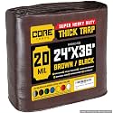 Core Tarps Extreme Heavy Duty 20 Mil Tarp Cover, Waterproof, UV Resistant, Rip and Tear Proof, Poly Tarpaulin with Reinforced Edges for Roof, Patio, Pool, Boat (Brown/Black 24′ X 36′)