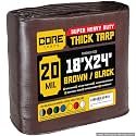 Core Tarps Extreme Heavy Duty 20 Mil Tarp Cover, Waterproof, UV Resistant, Rip and Tear Proof, Poly Tarpaulin with Reinforced Edges for Roof, Patio, Pool, Boat (Brown/Black 18′ X 24′)