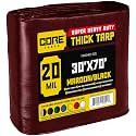 Core Tarps Extreme Heavy Duty 20 Mil Tarp Cover, Waterproof, UV Resistant, Rip and Tear Proof, Poly Tarpaulin with Reinforced Edges for Roof, Patio, Pool, Boat (Maroon/Black 30′ X 70′)