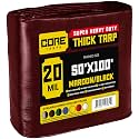 Core Tarps Extreme Heavy Duty 20 Mil Tarp Cover, Waterproof, UV Resistant, Rip and Tear Proof, Poly Tarpaulin with Reinforced Edges for Roof, Patio, Pool, Boat (Maroon/Black 50′ X 100′)