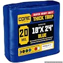 Core Tarps Extreme Heavy Duty 20 Mil Tarp Cover, Waterproof, UV Resistant, Rip and Tear Proof, Poly Tarpaulin with Reinforced Edges for Roof, Patio, Pool, Boat (Blue 18′ X 24′)