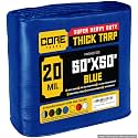 Core Tarps Extreme Heavy Duty 20 Mil Tarp Cover, Waterproof, UV Resistant, Rip and Tear Proof, Poly Tarpaulin with Reinforced Edges for Roof, Patio, Pool, Boat (Blue 50′ X 50′)