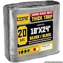 Core Tarps Extreme Heavy Duty 20 Mil Tarp Cover, Waterproof, UV Resistant, Rip and Tear Proof, Poly Tarpaulin with Reinforced Edges for Roof, Patio, Pool, Boat (Silver/Black 18′ X 24′)