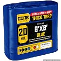 Core Tarps Extreme Heavy Duty 20 Mil Tarp Cover, Waterproof, UV Resistant, Rip and Tear Proof, Poly Tarpaulin with Reinforced Edges for Roof, Patio, Pool, Boat (Blue 6′ X 8′)