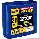 Core Tarps Extreme Heavy Duty 20 Mil Tarp Cover, Waterproof, UV Resistant, Rip and Tear Proof, Poly Tarpaulin with Reinforced Edges for Roof, Patio, Pool, Boat (Blue 12′ X 16′)