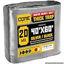 Core Tarps Extreme Heavy Duty 20 Mil Tarp Cover, Waterproof, UV Resistant, Rip and Tear Proof, Poly Tarpaulin with Reinforced Edges for Roof, Patio, Pool, Boat (Silver/Black 40′ X 60′)