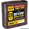 Core Tarps Extreme Heavy Duty 20 Mil Tarp Cover, Waterproof, UV Resistant, Rip and Tear Proof, Poly Tarpaulin with Reinforced Edges for Roof, Patio, Pool, Boat (Brown/Black 50′ X 100′)