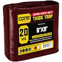 Core Tarps Extreme Heavy Duty 20 Mil Tarp Cover, Waterproof, UV Resistant, Rip and Tear Proof, Poly Tarpaulin with Reinforced Edges for Roof, Patio, Pool, Boat (Maroon/Black 6′ X 8′)