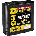 Core Tarps Extreme Heavy Duty 20 Mil Tarp Cover, Waterproof, UV Resistant, Rip and Tear Proof, Poly Tarpaulin with Reinforced Edges for Roof, Patio, Pool, Boat (Black 40′ X 50′)