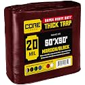 Core Tarps Extreme Heavy Duty 20 Mil Tarp Cover, Waterproof, UV Resistant, Rip and Tear Proof, Poly Tarpaulin with Reinforced Edges for Roof, Patio, Pool, Boat (Maroon/Black 50′ X 50′)