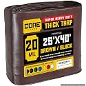 Core Tarps Extreme Heavy Duty 20 Mil Tarp Cover, Waterproof, UV Resistant, Rip and Tear Proof, Poly Tarpaulin with Reinforced Edges for Roof, Patio, Pool, Boat (Brown/Black 25′ X 40′)