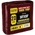 Core Tarps Extreme Heavy Duty 20 Mil Tarp Cover, Waterproof, UV Resistant, Rip and Tear Proof, Poly Tarpaulin with Reinforced Edges for Roof, Patio, Pool, Boat (Maroon/Black 10′ X 10′)