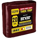 Core Tarps Extreme Heavy Duty 20 Mil Tarp Cover, Waterproof, UV Resistant, Rip and Tear Proof, Poly Tarpaulin with Reinforced Edges for Roof, Patio, Pool, Boat (Maroon/Black 20′ X 20′)