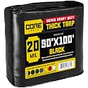 Core Tarps Extreme Heavy Duty 20 Mil Tarp Cover, Waterproof, UV Resistant, Rip and Tear Proof, Poly Tarpaulin with Reinforced Edges for Roof, Patio, Pool, Boat (Black 50′ X 100′)
