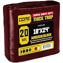 Core Tarps Extreme Heavy Duty 20 Mil Tarp Cover, Waterproof, UV Resistant, Rip and Tear Proof, Poly Tarpaulin with Reinforced Edges for Roof, Patio, Pool, Boat (Maroon/Black 18′ X 24′)