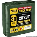 Core Tarps Extreme Heavy Duty 20 Mil Tarp Cover, Waterproof, UV Resistant, Rip and Tear Proof, Poly Tarpaulin with Reinforced Edges for Roof, Patio, Pool, Boat (Green/Black 20′ X 35′)