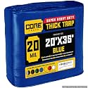 Core Tarps Extreme Heavy Duty 20 Mil Tarp Cover, Waterproof, UV Resistant, Rip and Tear Proof, Poly Tarpaulin with Reinforced Edges for Roof, Patio, Pool, Boat (Blue 20′ X 35′)