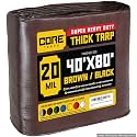 Core Tarps Extreme Heavy Duty 20 Mil Tarp Cover, Waterproof, UV Resistant, Rip and Tear Proof, Poly Tarpaulin with Reinforced Edges for Roof, Patio, Pool, Boat (Brown/Black 40′ X 80′)
