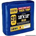 Core Tarps Extreme Heavy Duty 20 Mil Tarp Cover, Waterproof, UV Resistant, Rip and Tear Proof, Poly Tarpaulin with Reinforced Edges for Roof, Patio, Pool, Boat (Blue 10′ X 12′)