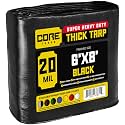 Core Tarps Extreme Heavy Duty 20 Mil Tarp Cover, Waterproof, UV Resistant, Rip and Tear Proof, Poly Tarpaulin with Reinforced Edges for Roof, Patio, Pool, Boat (Black 6′ X 8′)
