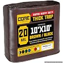 Core Tarps Extreme Heavy Duty 20 Mil Tarp Cover, Waterproof, UV Resistant, Rip and Tear Proof, Poly Tarpaulin with Reinforced Edges for Roof, Patio, Pool, Boat (Brown/Black 10′ X 10′)