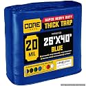 Core Tarps Extreme Heavy Duty 20 Mil Tarp Cover, Waterproof, UV Resistant, Rip and Tear Proof, Poly Tarpaulin with Reinforced Edges for Roof, Patio, Pool, Boat (Blue 25′ X 40′)