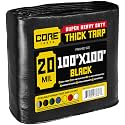 Core Tarps Extreme Heavy Duty 20 Mil Tarp Cover, Waterproof, UV Resistant, Rip and Tear Proof, Poly Tarpaulin with Reinforced Edges for Roof, Patio, Pool, Boat (Black 100′ X 100′)