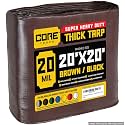 Core Tarps Extreme Heavy Duty 20 Mil Tarp Cover, Waterproof, UV Resistant, Rip and Tear Proof, Poly Tarpaulin with Reinforced Edges for Roof, Patio, Pool, Boat (Brown/Black 20′ X 20′)