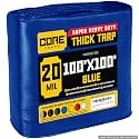 Core Tarps Extreme Heavy Duty 20 Mil Tarp Cover, Waterproof, UV Resistant, Rip and Tear Proof, Poly Tarpaulin with Reinforced Edges for Roof, Patio, Pool, Boat (Blue 100′ X 100′)