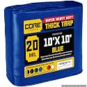 Core Tarps Extreme Heavy Duty 20 Mil Tarp Cover, Waterproof, UV Resistant, Rip and Tear Proof, Poly Tarpaulin with Reinforced Edges for Roof, Patio, Pool, Boat (Blue 10′ X 10′)