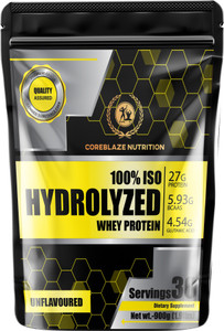 coreblaze nutrition 100 iso whey protein hydrolyzed905 weight- 1 kg  22 lbs whey protein 1000 g unflavored