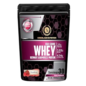 coreblaze nutrition best whey body building protein powder isolate 90 for men amp women strawberry 3 kg