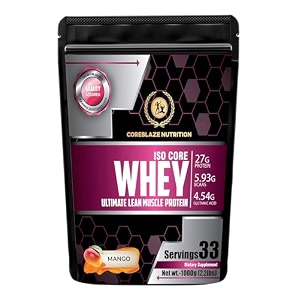 coreblaze nutrition best whey body building protein powder isolate 90 for men amp women mango 10 kg