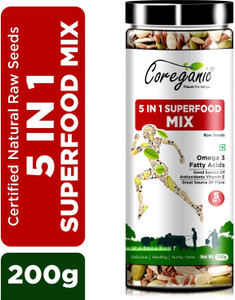 coreganic certified raw mix seeds for immunity booster chia seeds flax seeds pumpkin seed sunflower seeds and watermalon seeds mixed seeds 200 g