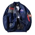 CORIRESHA Mens Apollo NASA Patches Slim Fit Bomber Jackets Windbreaker