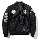 CORIRESHA Reversible NASA Bomber Jacket with Embroidery Badges