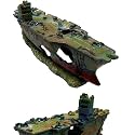 CORISRX BEST OF YOUR LIFESTYLE Dr. Moss Aircraft Carrier Cave Aquarium Ornament - Navy Warship Battleship Decoration Ship