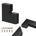 Corner Connector for Stainless Steel Flat Handrail, 1 Pack 90° Black Hand Rail Accessories with Screws, High Strength POM Rectangular Handrail Fitting for Deck Stair Cable Railing, MY02-C