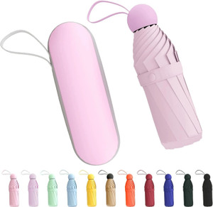coroid travel fold portable capsule with case uv protection sun  rain use umbrella pink